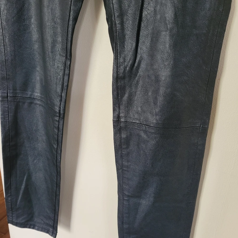 7 For All Mankind Faux Leather Black Moto Pants - Picture 3 of 10